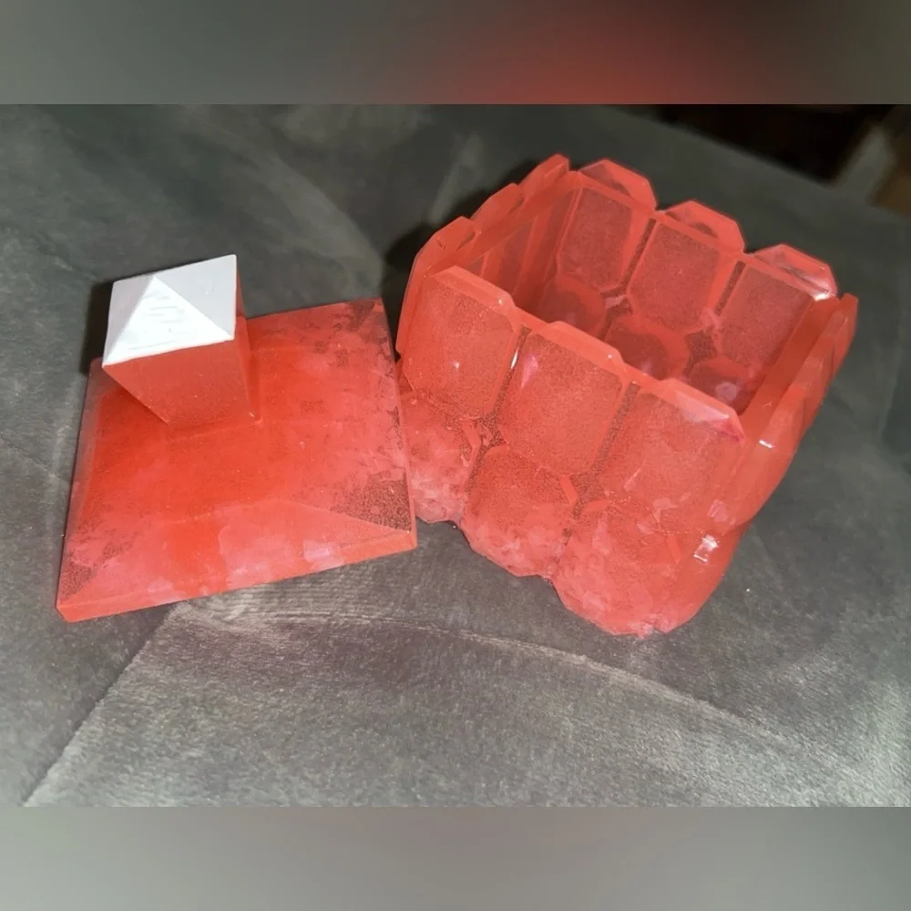 Shiny Light Pink Resin Handmade Unique Jewelry Geometric Storage Box